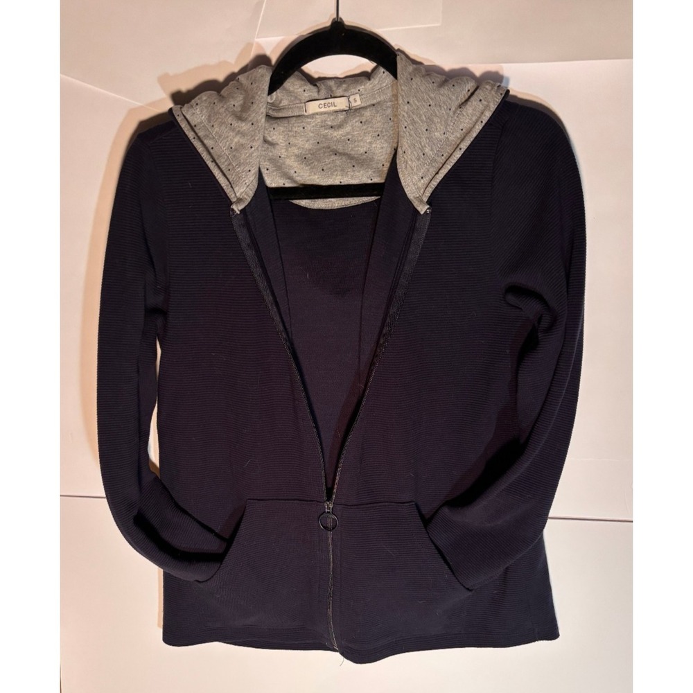 CECIL (German fashion brand)‎ Hoodie zip open Navy Blue color Long Sleeve